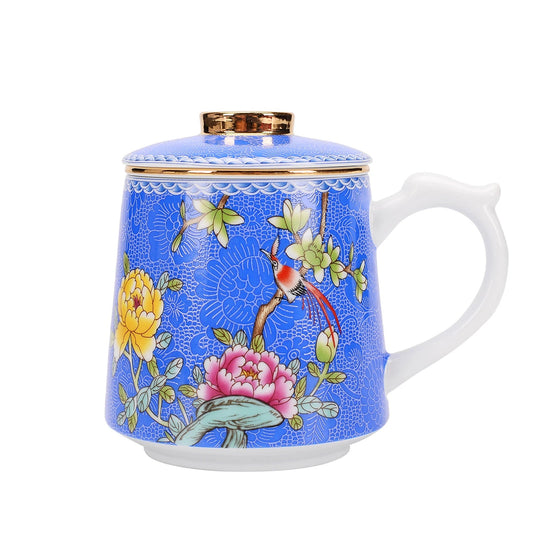 Chinese Tea Mug with Infuser & Various Decoration - M02