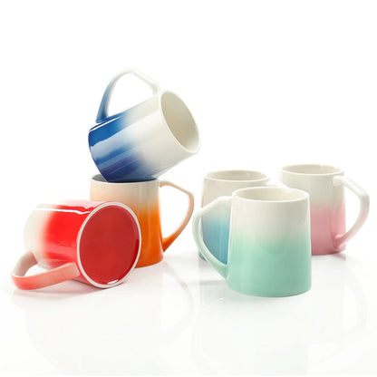 Porcelain Coffee Mugs Set Of 6, 16 Ounce, Warm & Cold Color Assortment