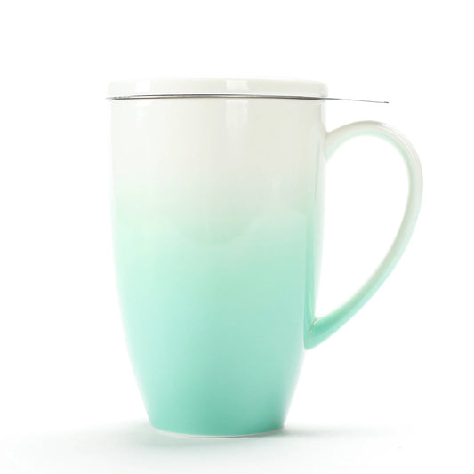 Porcelain Gradient Color Brewing Tea Mug with Lid