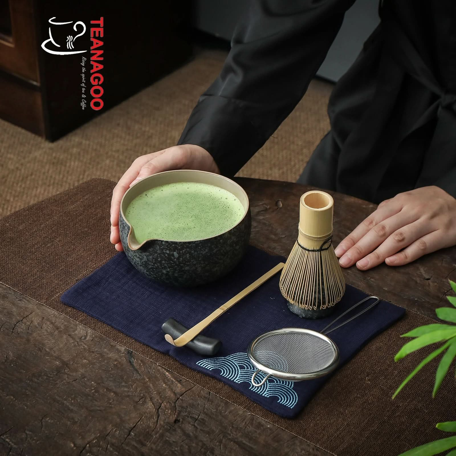 Japanese Matcha Tea Set 8pcs Ceramic Bowl Holder Bamboo Whisk