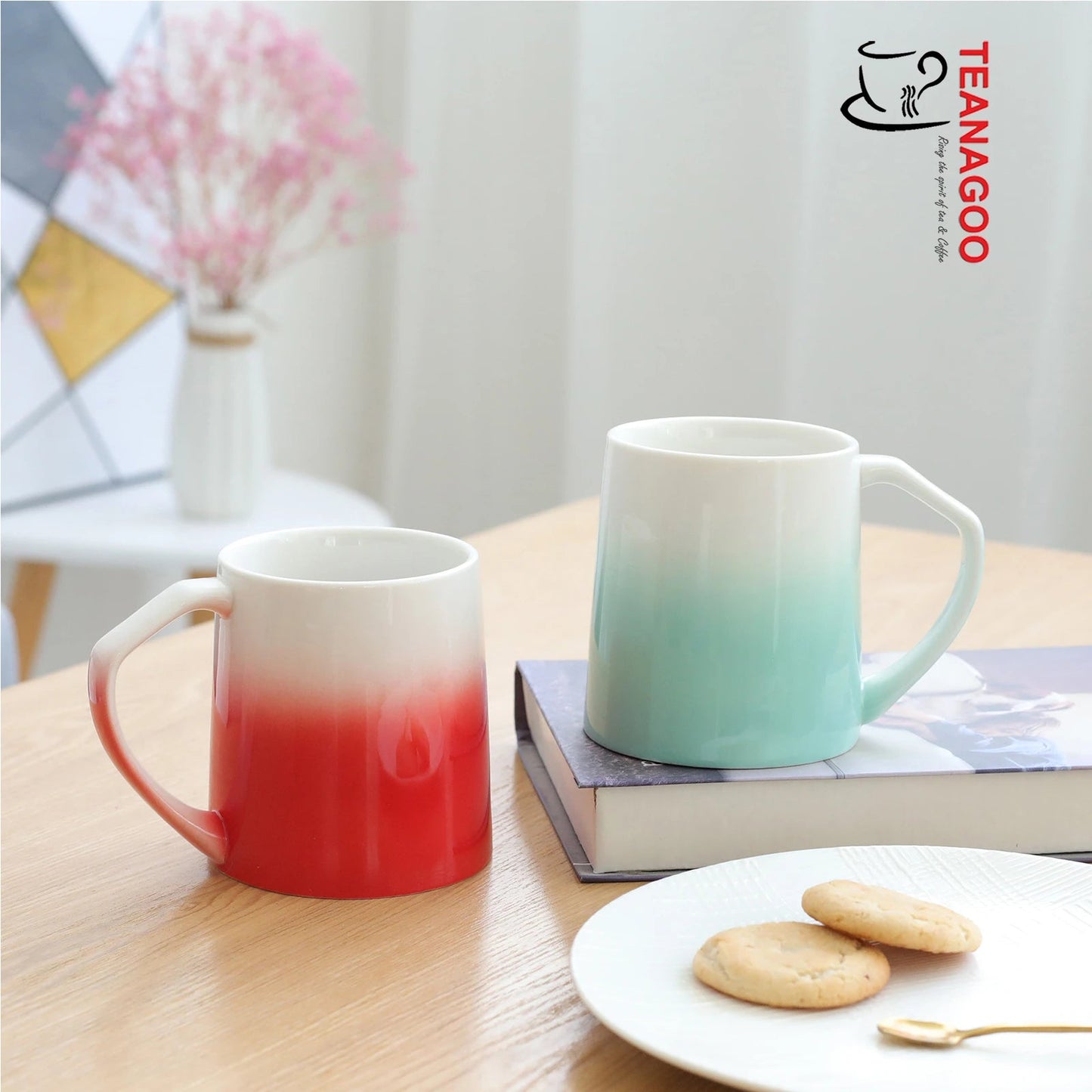 Porcelain Coffee Mugs Set Of 6, 16 Ounce, Warm & Cold Color Assortment