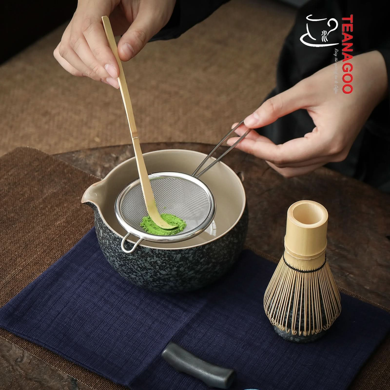 Japanese Matcha Tea Set 8pcs Ceramic Bowl Holder Bamboo Whisk