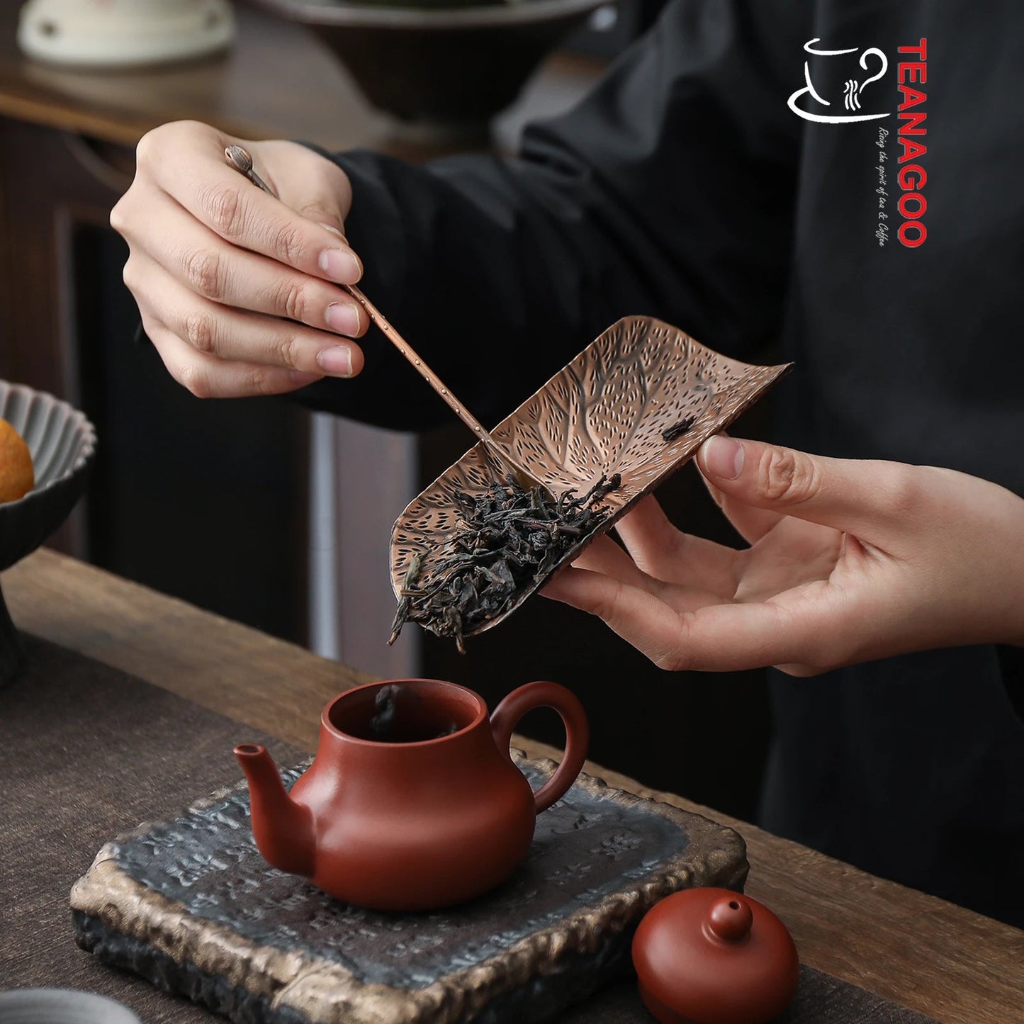 Alloy Copper Autumn Leaf Tea Holder Cha He Handmade Tea Accessories