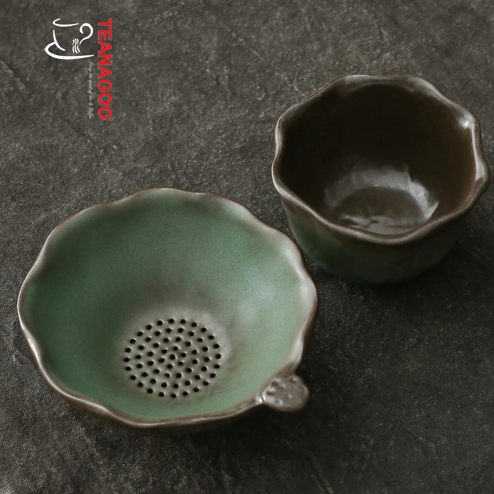 Ceramic Emerald Glazed Tea Strainer Handmade Tea Accessory