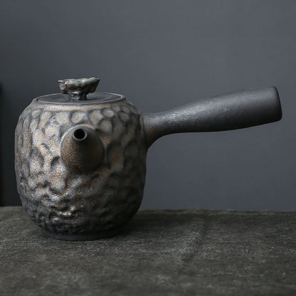 Kiln Changeable Ceramic Gilt Iron Glaze Teapot with Handle Handmade Tea ware