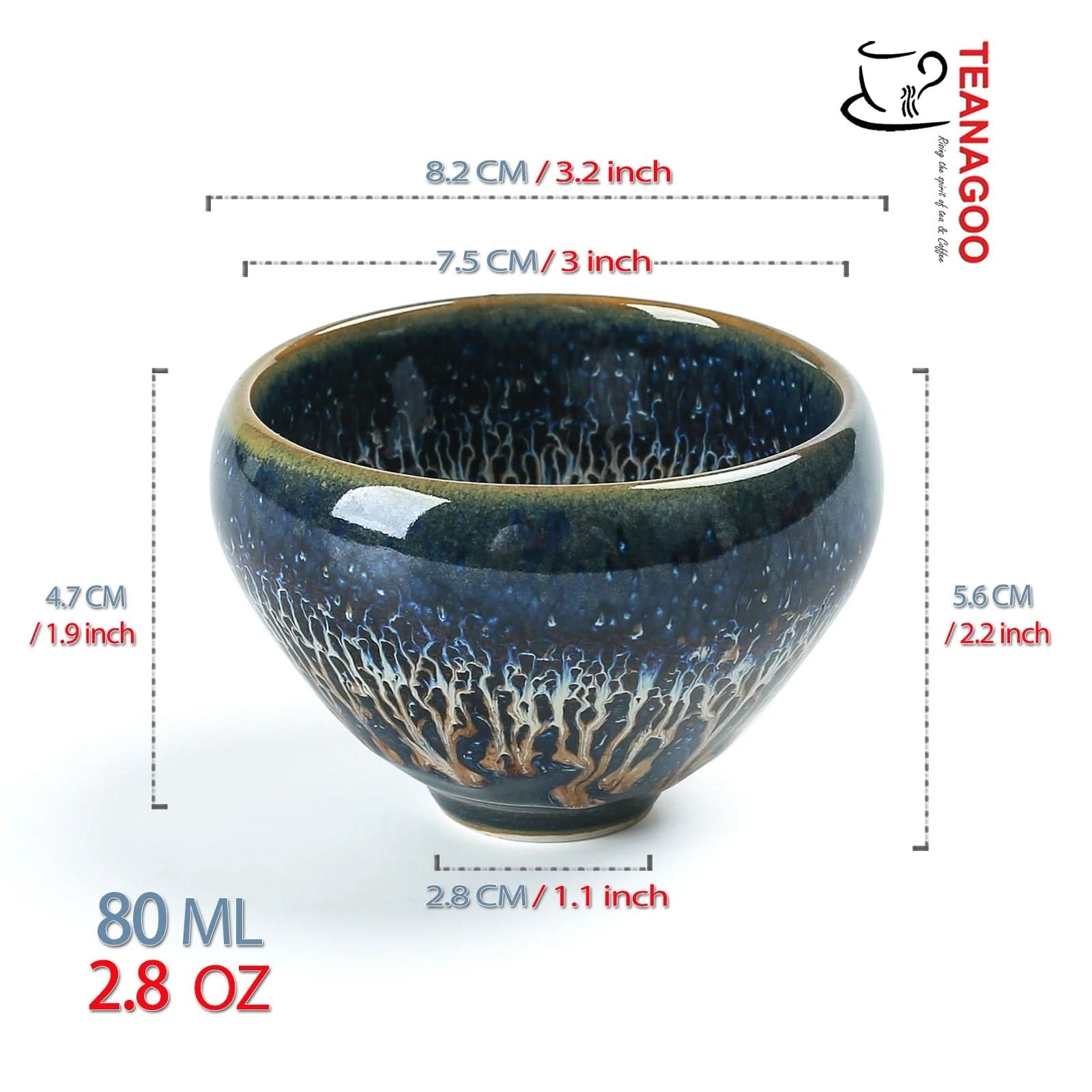 Ceramic Jianzhan Jian Ware Handmade Tenmoku Tea Cup 80ml