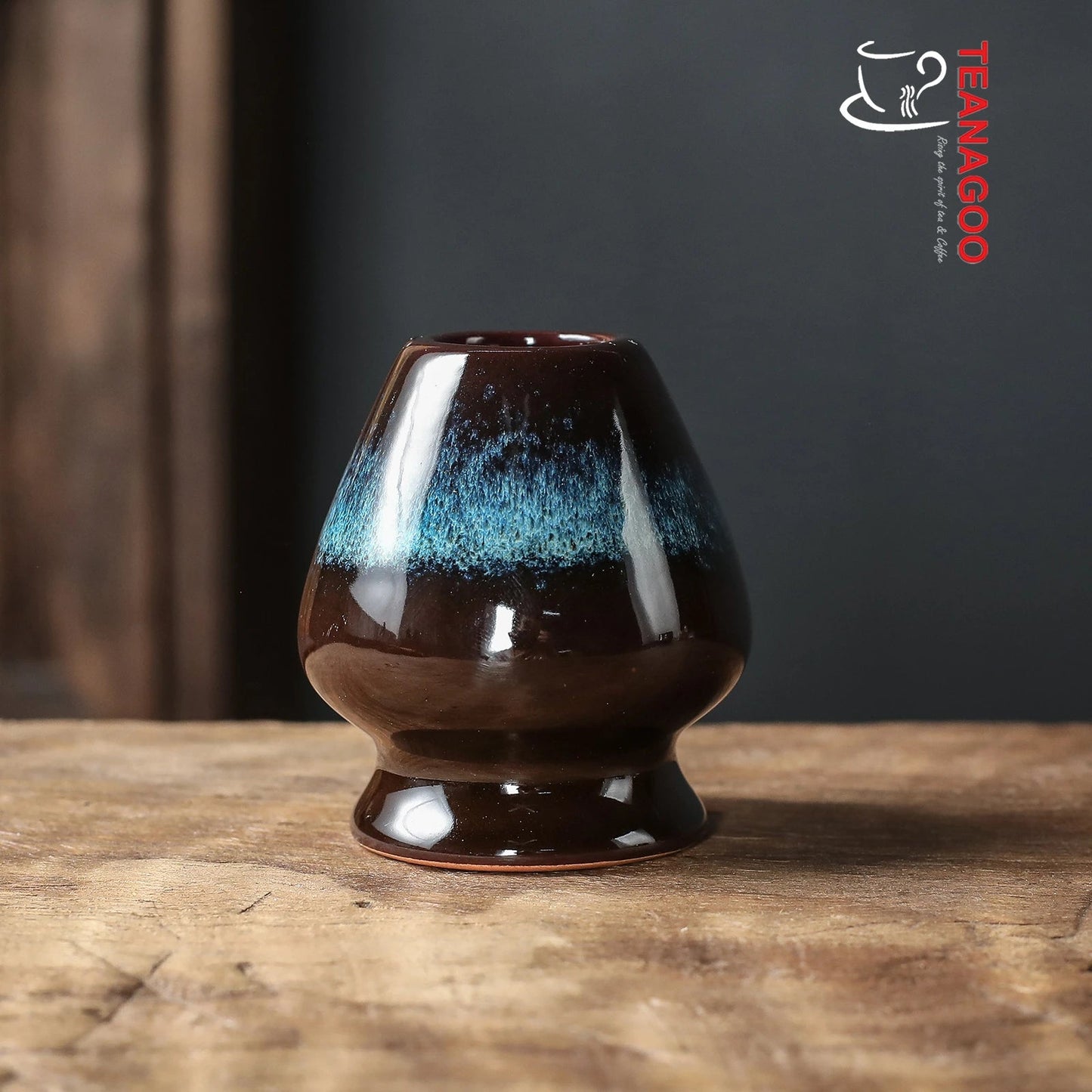 Ceramic Matcha Bowl with Whisk holder, 2pcs/set, Kiln color change, every piece is unique TG-K14