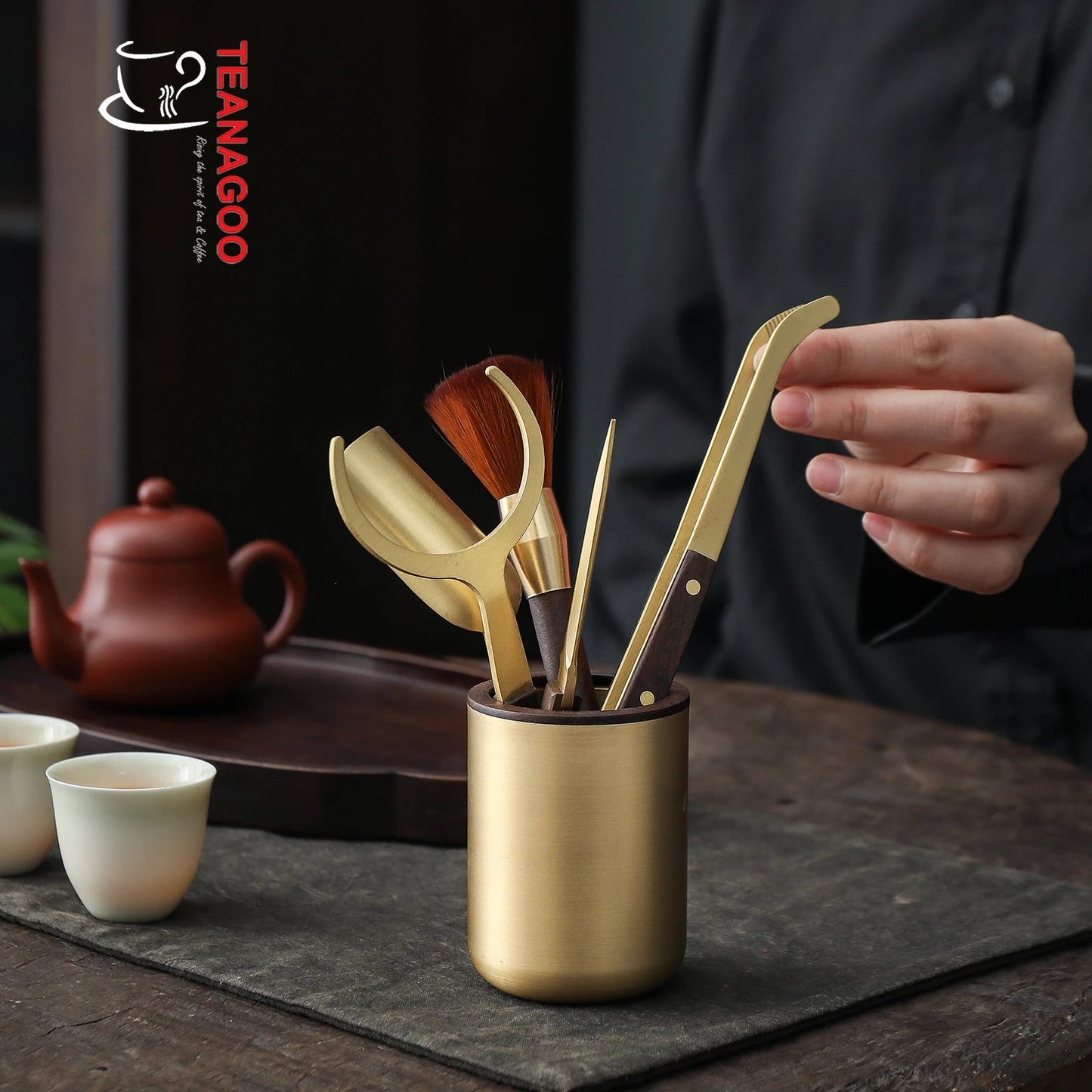 Tea Spoon Tea Holder Chinese Traditional Kongfu Copper Tea Accessories Tools
