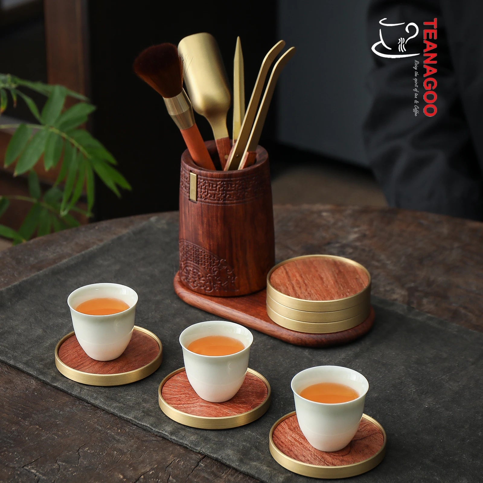 6 in 1 Tea Making Tool Kit 2 Section Bamboo Shape Chinese Kung Fu Tea Set  Kitchen Accessories (Tea Bucket/Tea Knife/Bucket Pen/T
