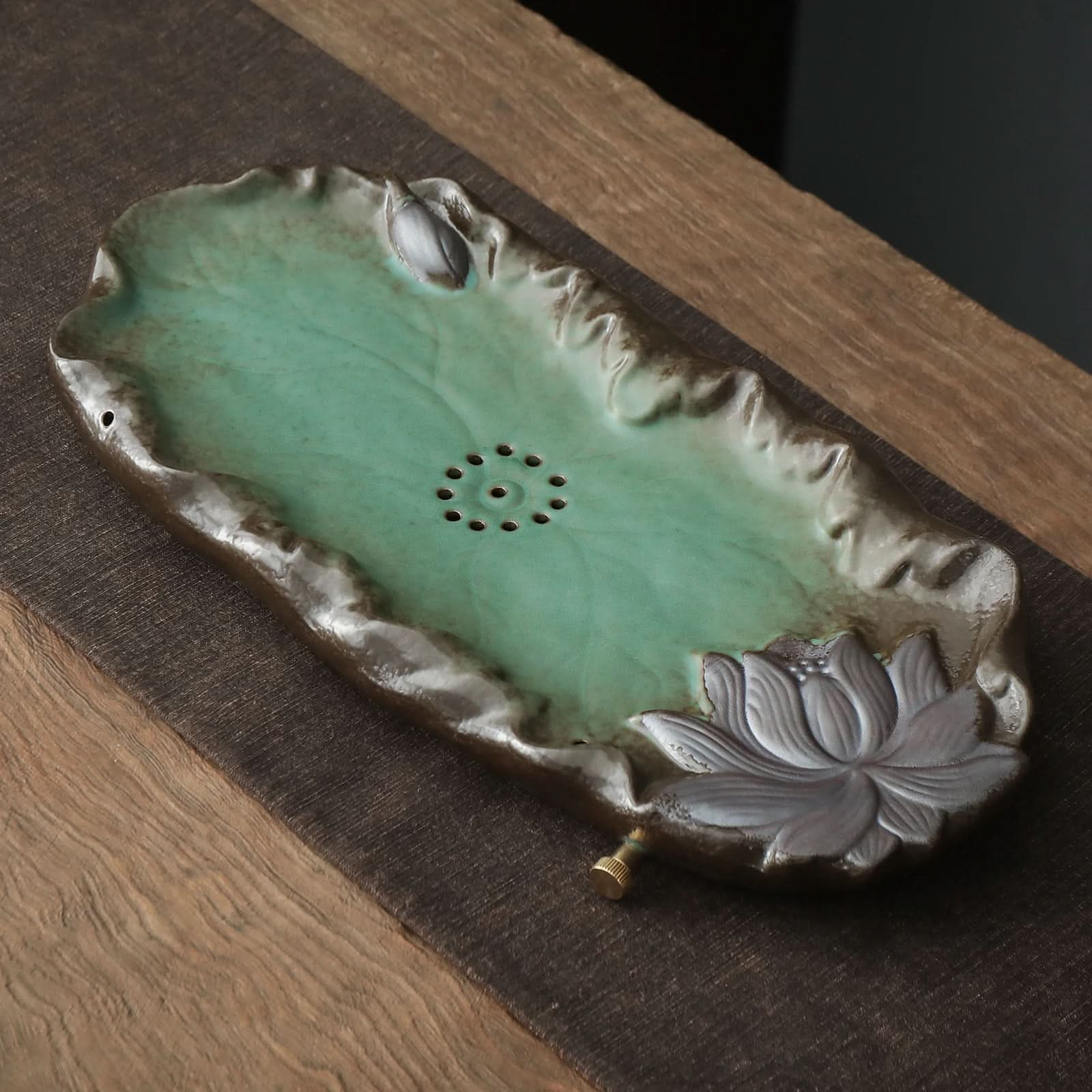 Creative Celadon Ceramic Lotus Tea Tray Handmade Tea Ware