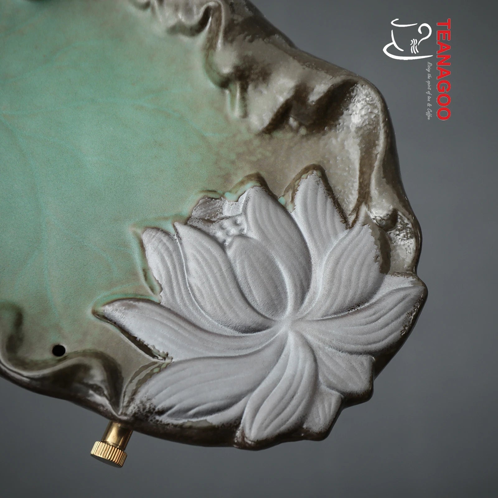 Creative Celadon Ceramic Lotus Tea Tray Handmade Tea Ware