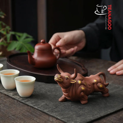 Cute Buffalo Pottery Tea Toy Chinese Kungfu Tea Set Pet Tea Tray Tea Pet Handmade Teapet