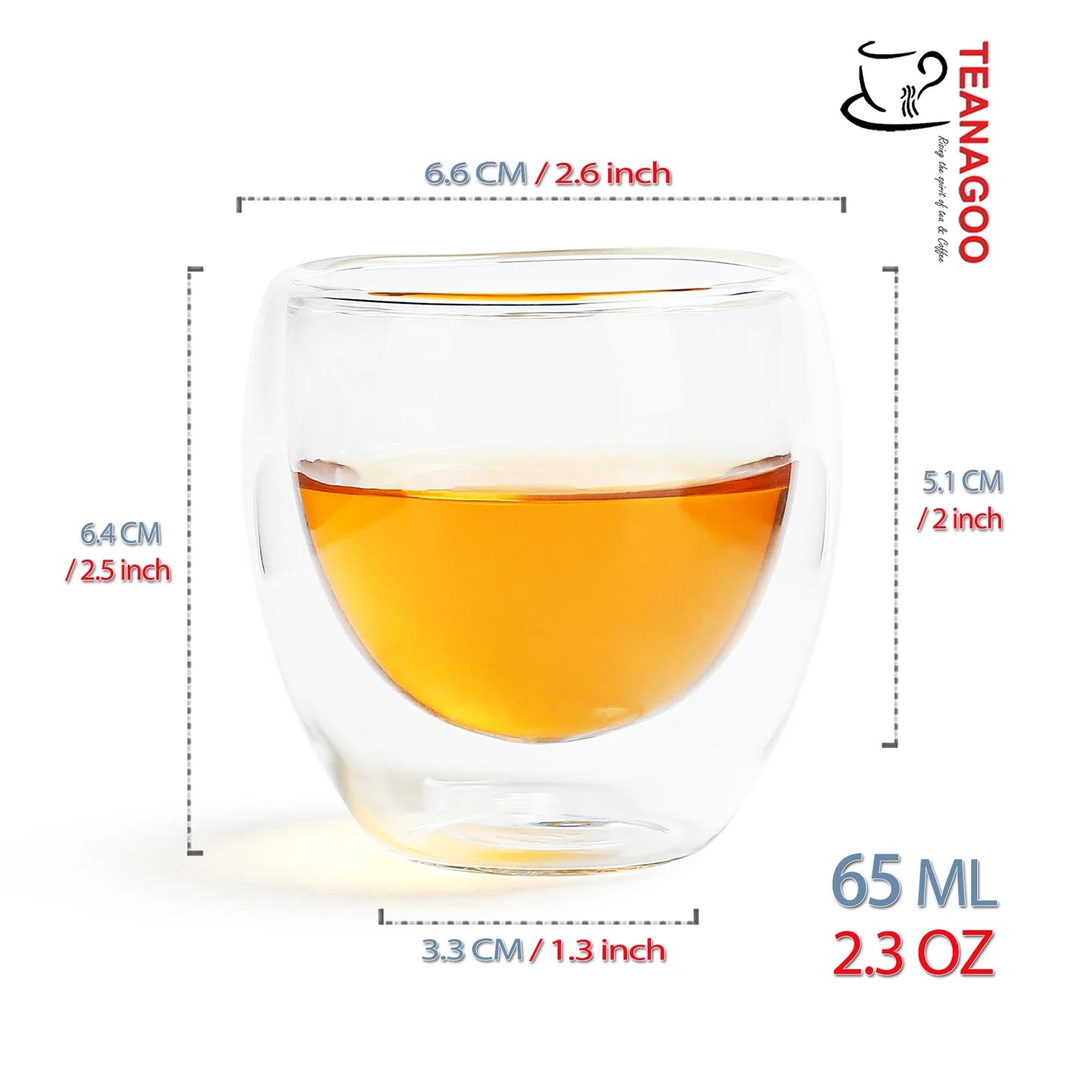 Double Wall Insulated and Anti-scalding Glass Tea Cup 75ml