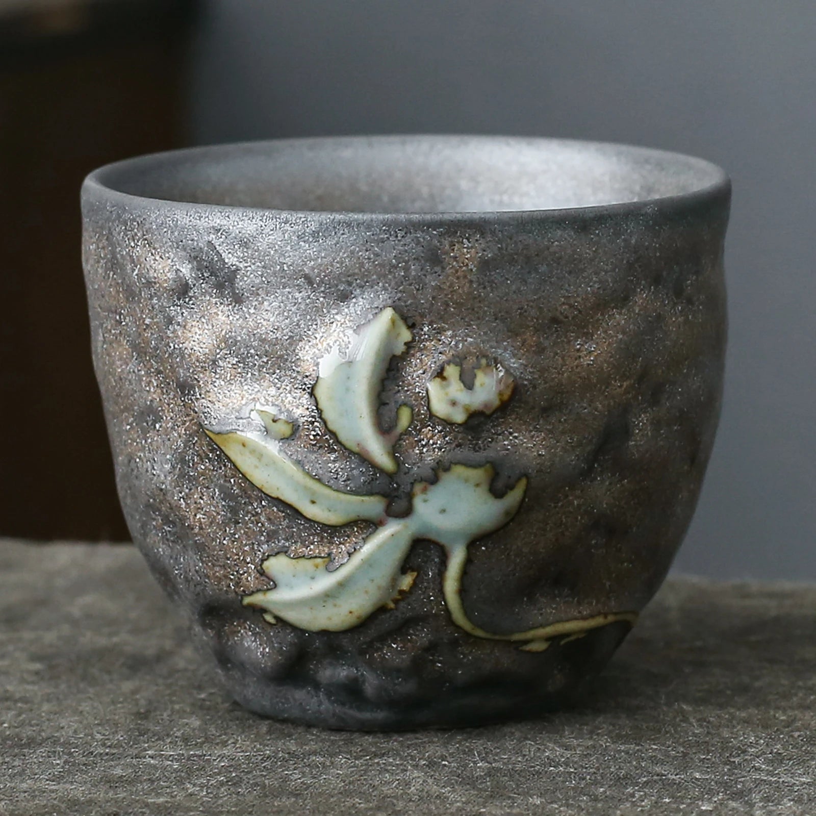 Gilt Iron Glazed Pottery Teacup Handmade Ceramic Cup