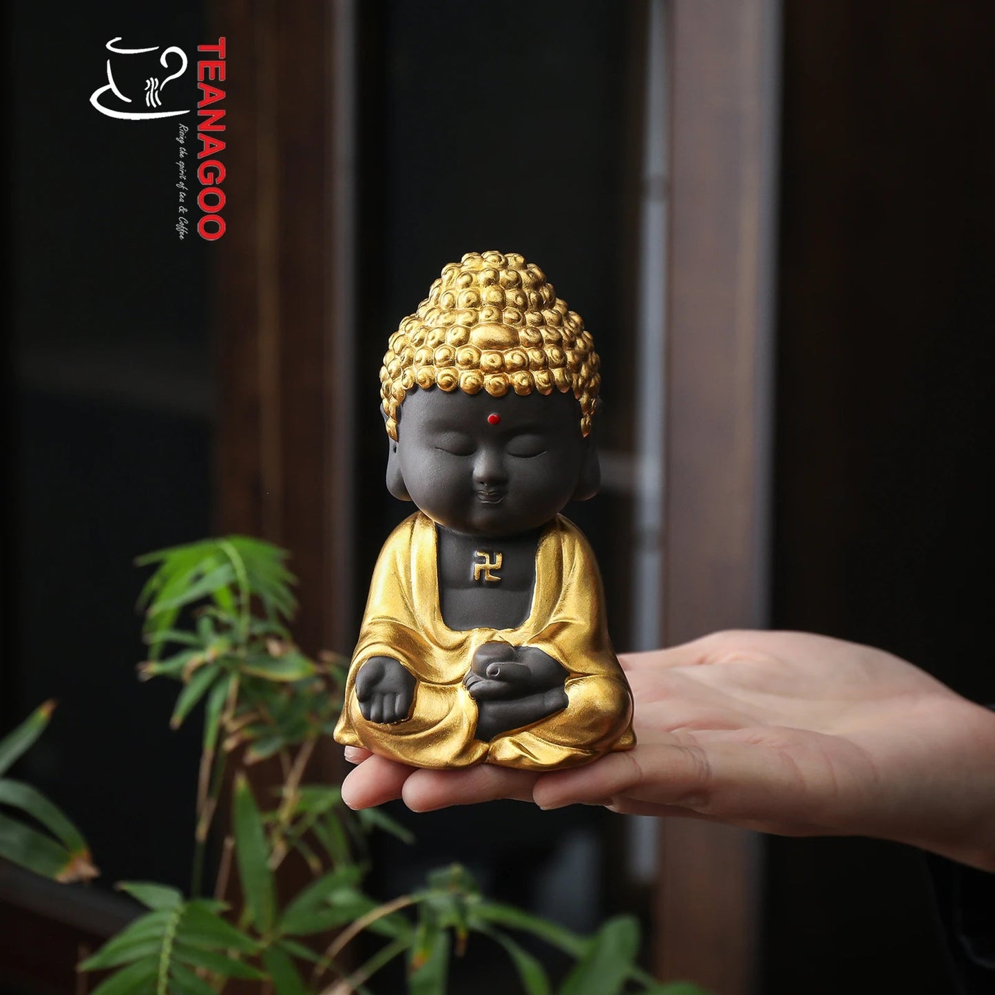 Golden Buddha Decor Pottery Tea Toy Chinese Kungfu Tea Set Pet Tea Tray Tea Pet Teapet