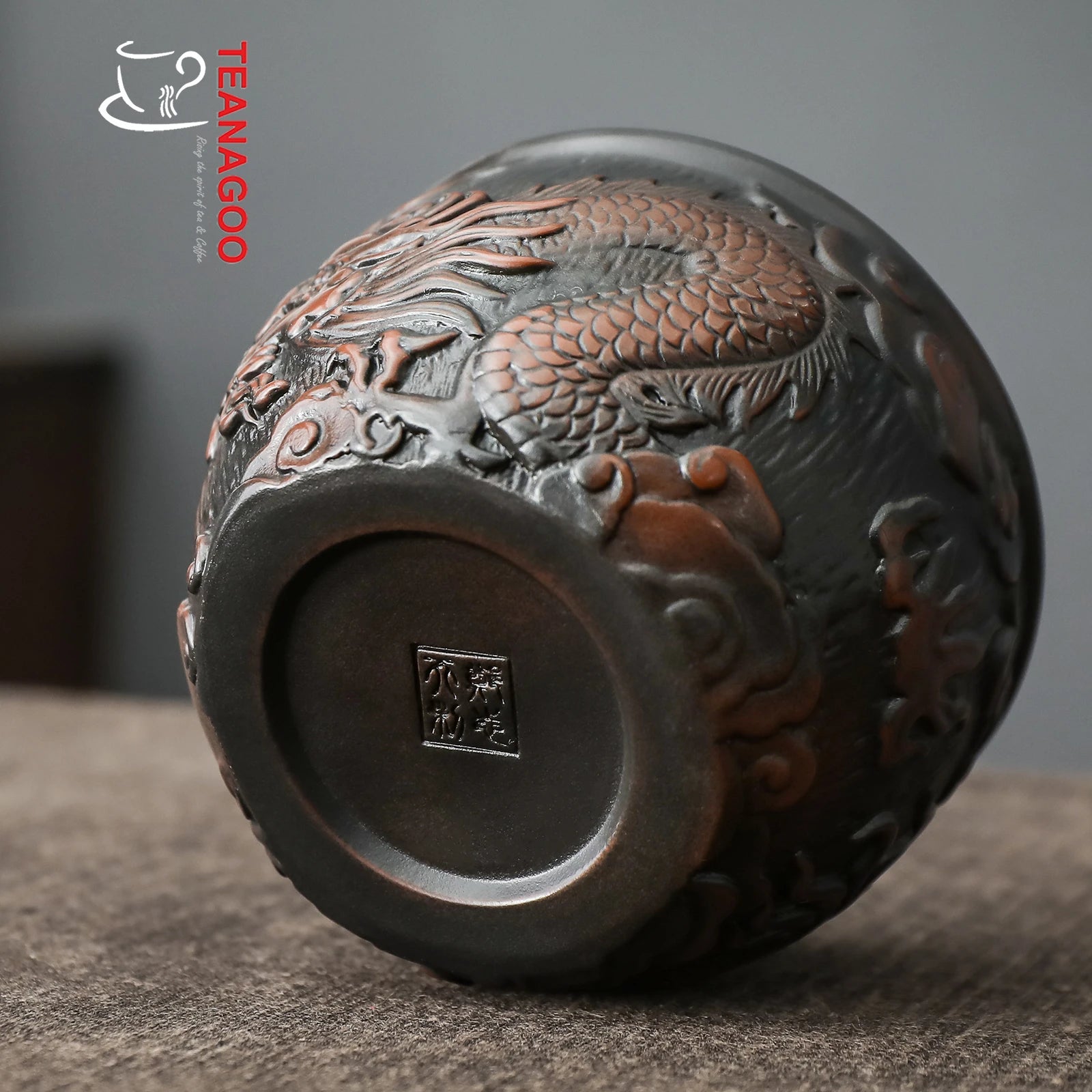 Hand-carved Dragon Purple Clay Teacup Ceramic Tea Cup