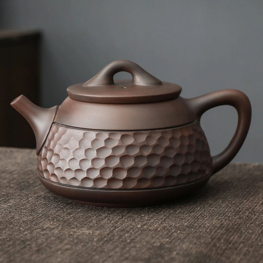 Hand-carved Red Clay Chinese Gongfu Teapot Ceramic Tea Ware