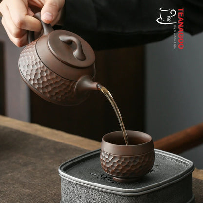 Hand-carved Red Clay Chinese Gongfu Teapot Ceramic Tea Ware