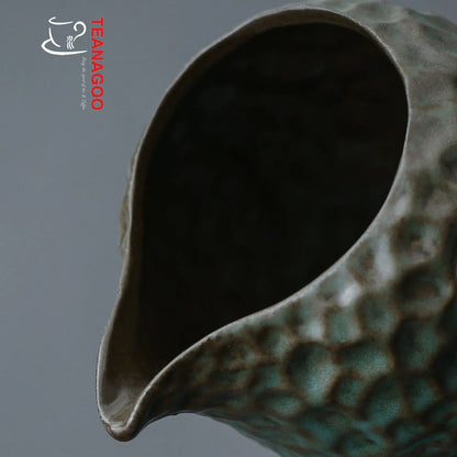Handcrafted Ceramic Emerald Glazed Fair Cup with Handle