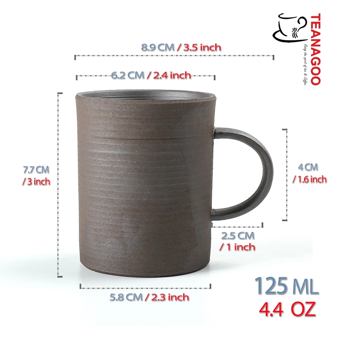 Handcrafted Ceramic Tea Cup Pottery Clay Coffee Mug 125ml