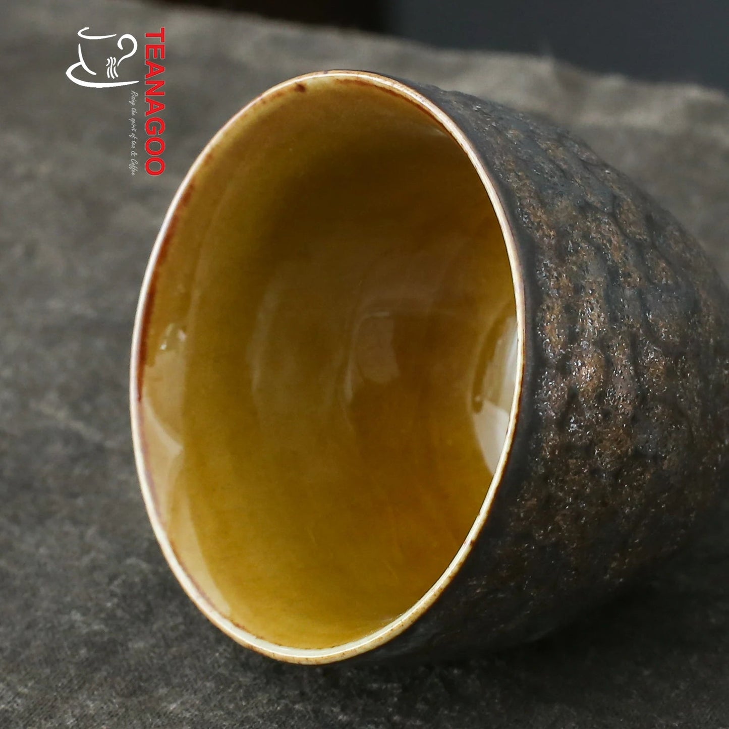 Handcrafted Gilt Iron Glazed Rhombic Ceramic Teacup