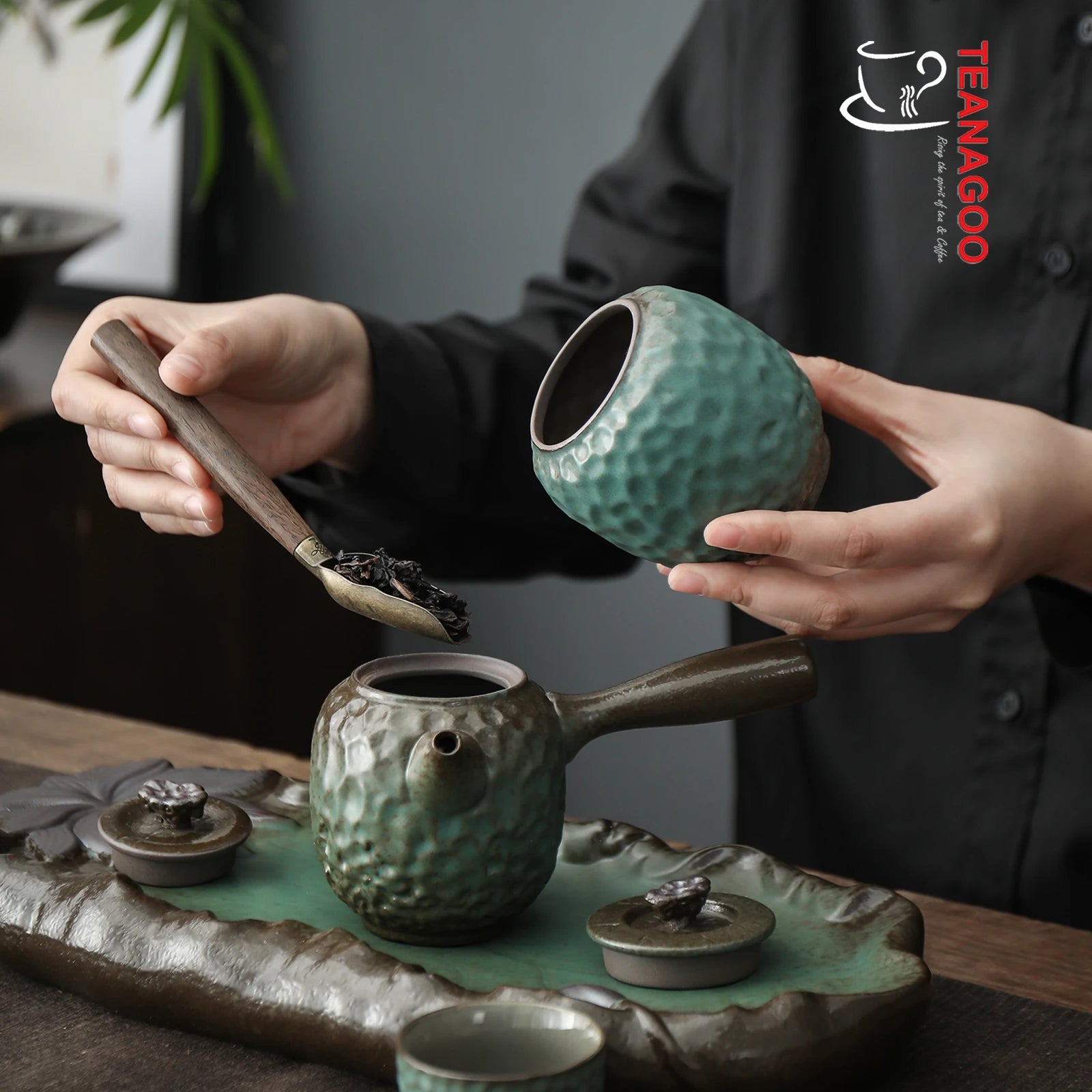Handmade Celadon Ceramic Tea Caddy Canister Tea Accessory