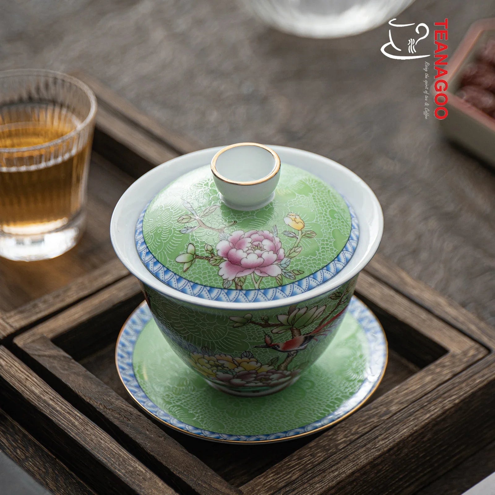 Handmade Ceramic Chinese Green Porcelain Gongfu Tea Gaiwan 135ml