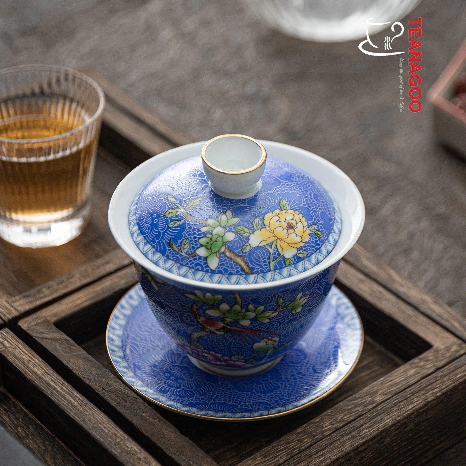 Handmade Ceramic Chinese Navy Porcelain Gongfu Tea Gaiwan 135ml