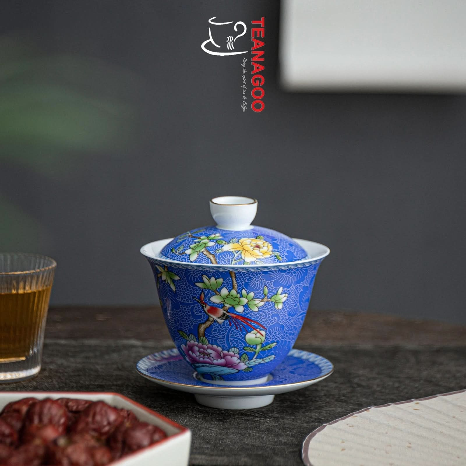 Handmade Ceramic Chinese Navy Porcelain Gongfu Tea Gaiwan 135ml