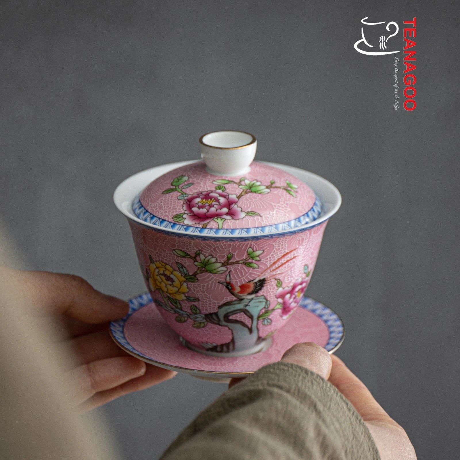 Handmade Ceramic Chinese Pink Porcelain Gongfu Tea Gaiwan 135ml