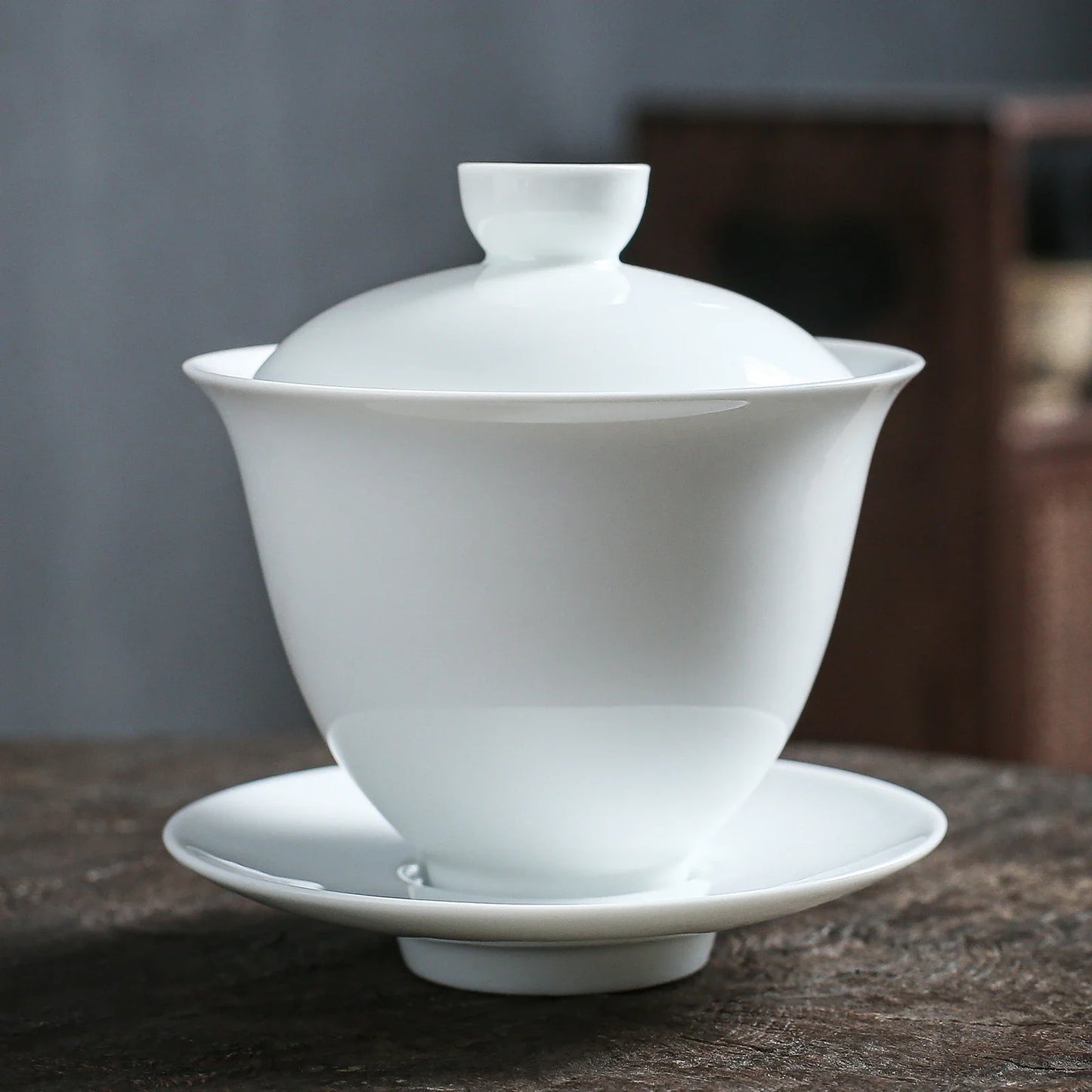 Handmade Ceramic Chinese White Porcelain Gongfu Tea Gaiwan 135ml