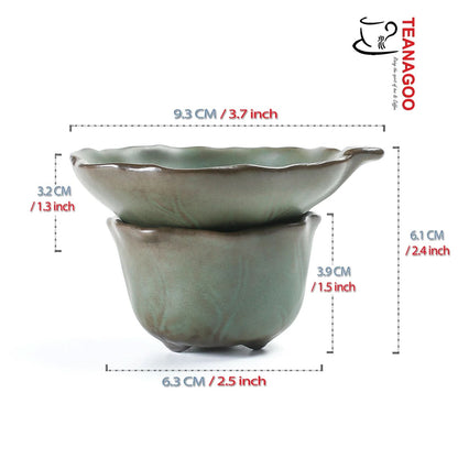 Ceramic Emerald Glazed Tea Strainer Handmade Tea Accessory