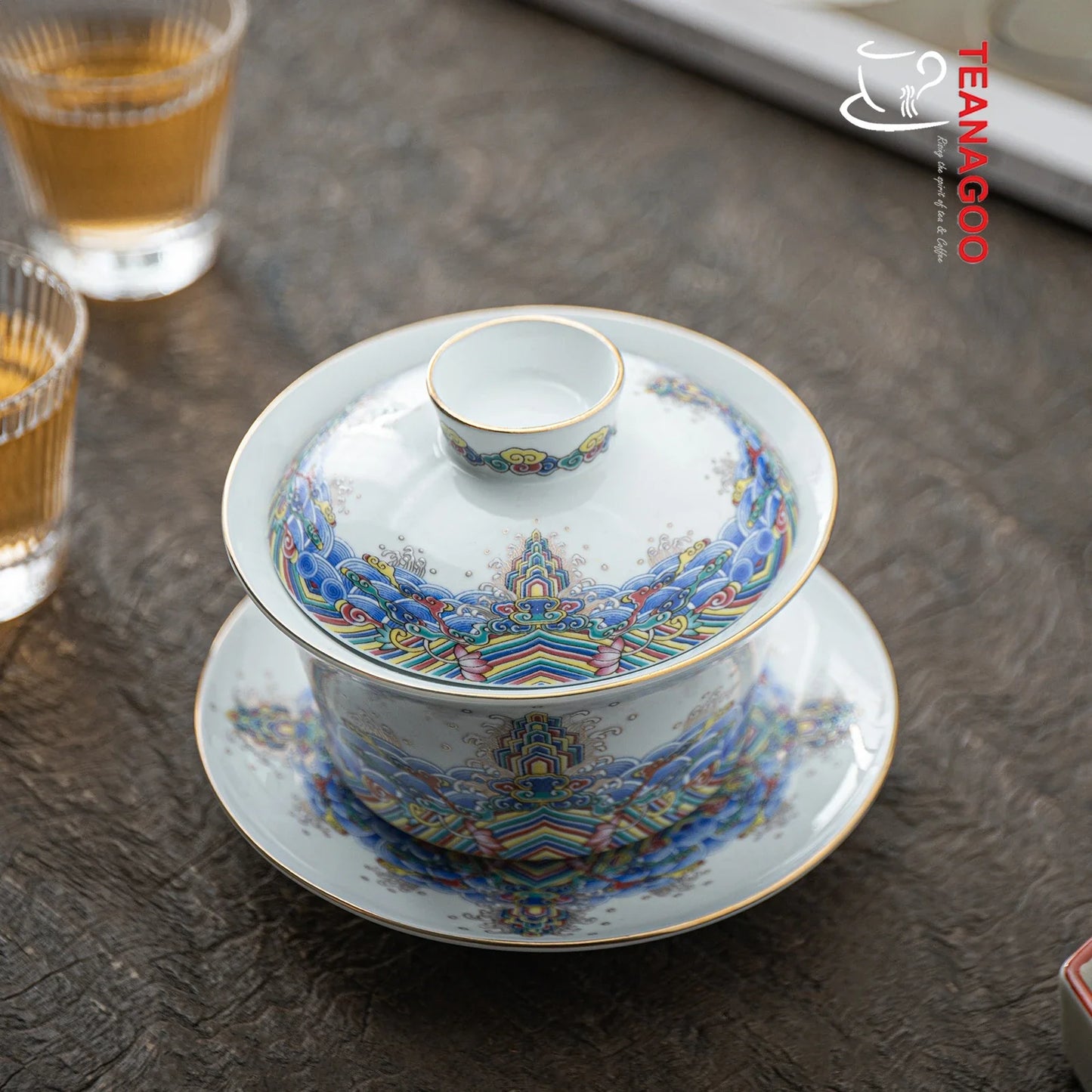 Handmade Chinese Porcelain Gongfu Tea Ocean Gaiwan 200ml