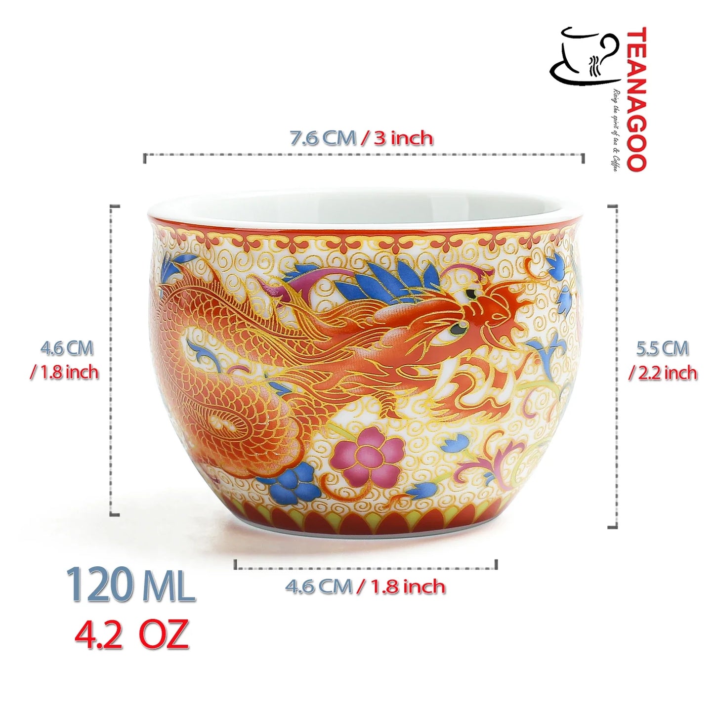 Handmade Chinese Porcelain Teacup Enamel Ceramic cup 120ml