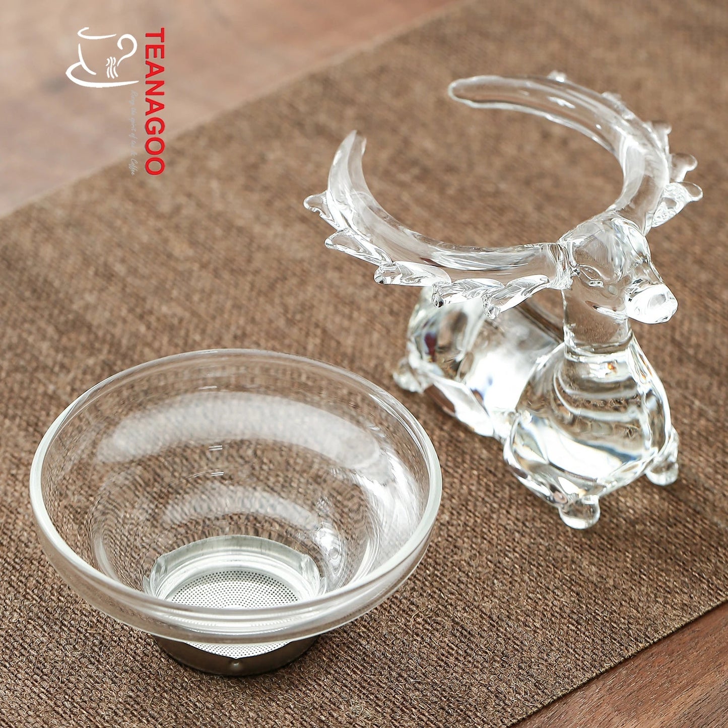 Handmade Elk Glass Tea Strainer Set with sus304 Filter Tea ware