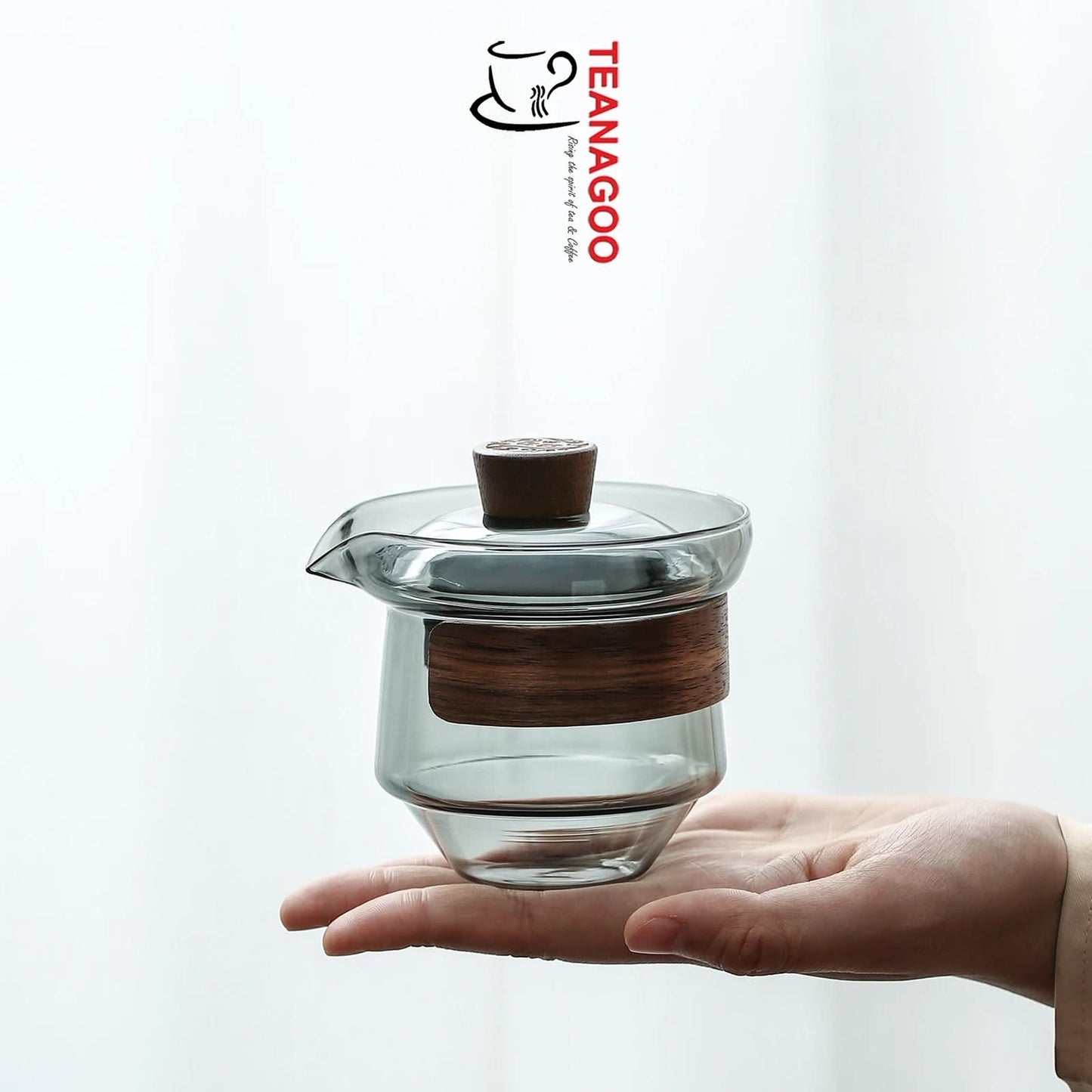 Handmade Glass Gaiwan with Heatproof Wood 240ml