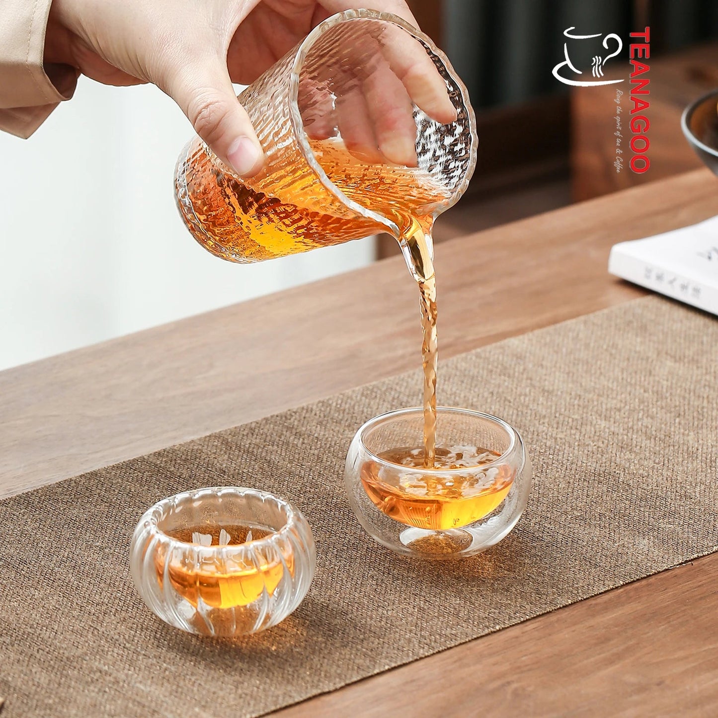Handmade Glass Gongfu Teacup Double Wall Anti-Heat Tea Ware