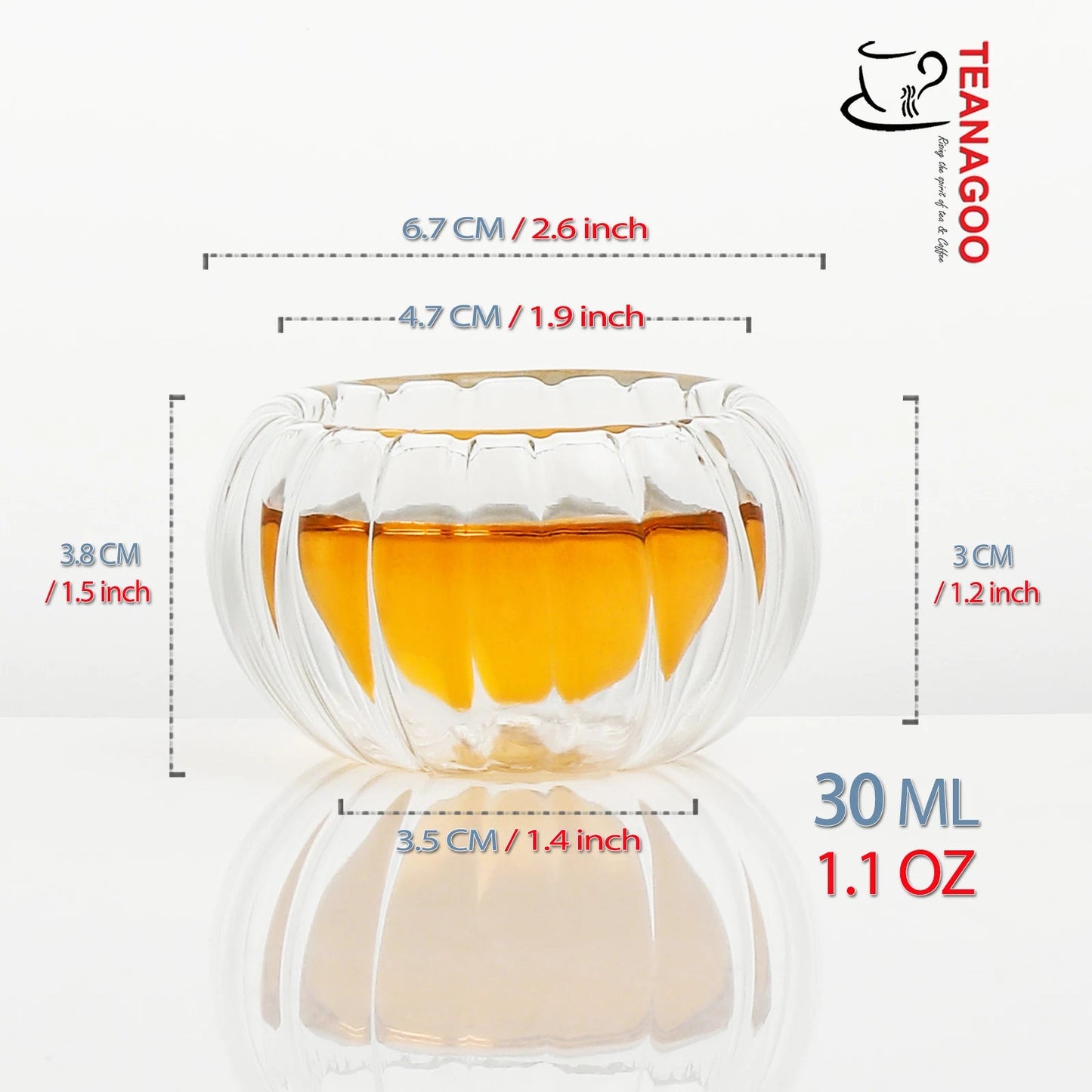 Handmade Glass Gongfu Teacup Double Wall Anti-Heat Tea Ware