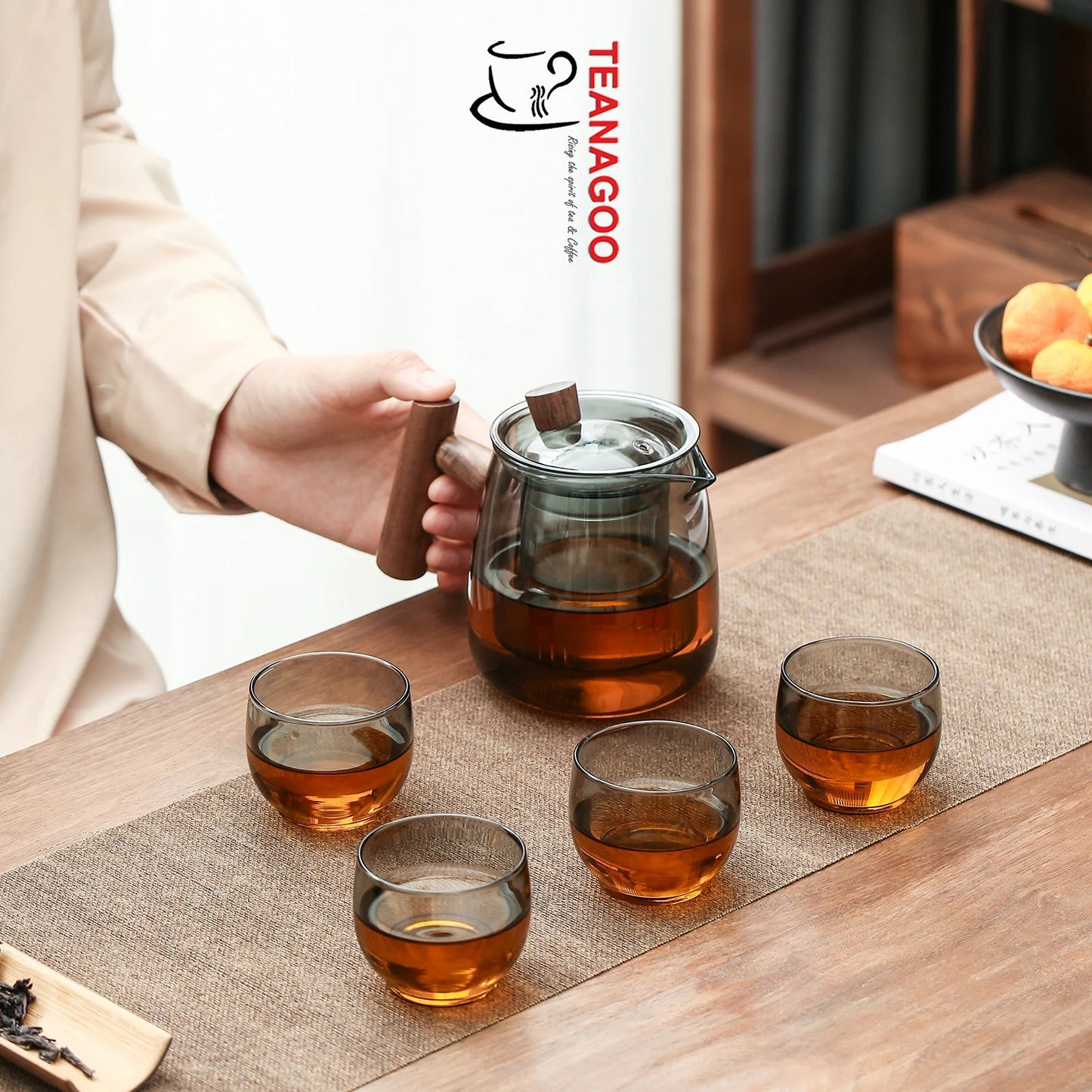 Handmade Glass Tea Set Portable Gongfu Teaware with Pot Infusion and Cups