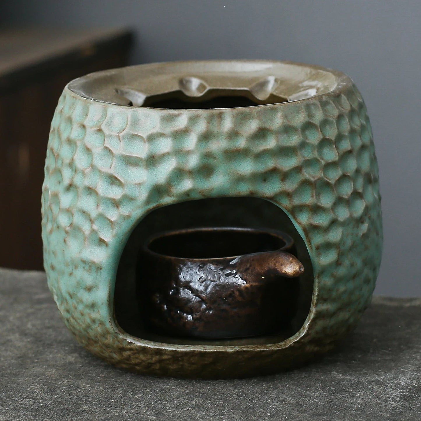 Handmade Japanese Ceramic Kiln Emerald Glaze Teapot Warmers
