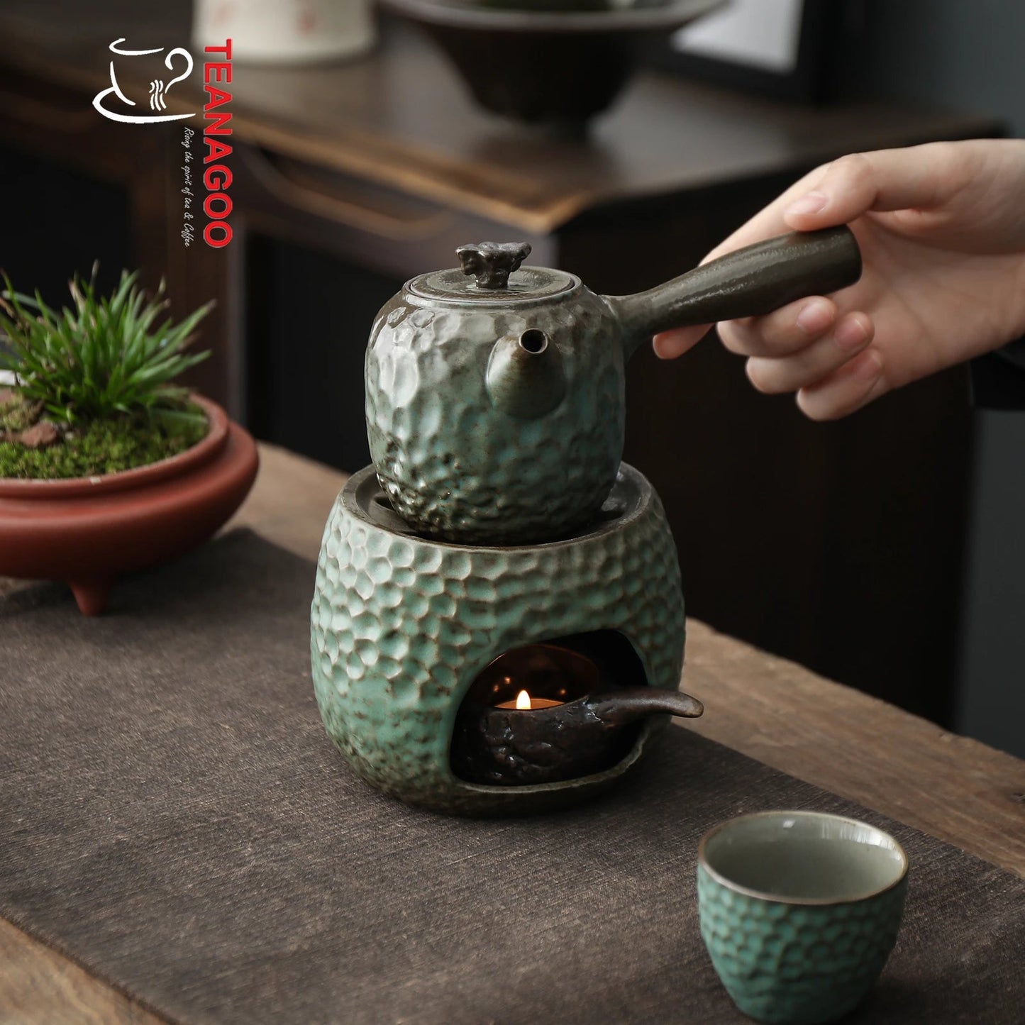 Handmade Japanese Ceramic Kiln Emerald Glaze Teapot Warmers