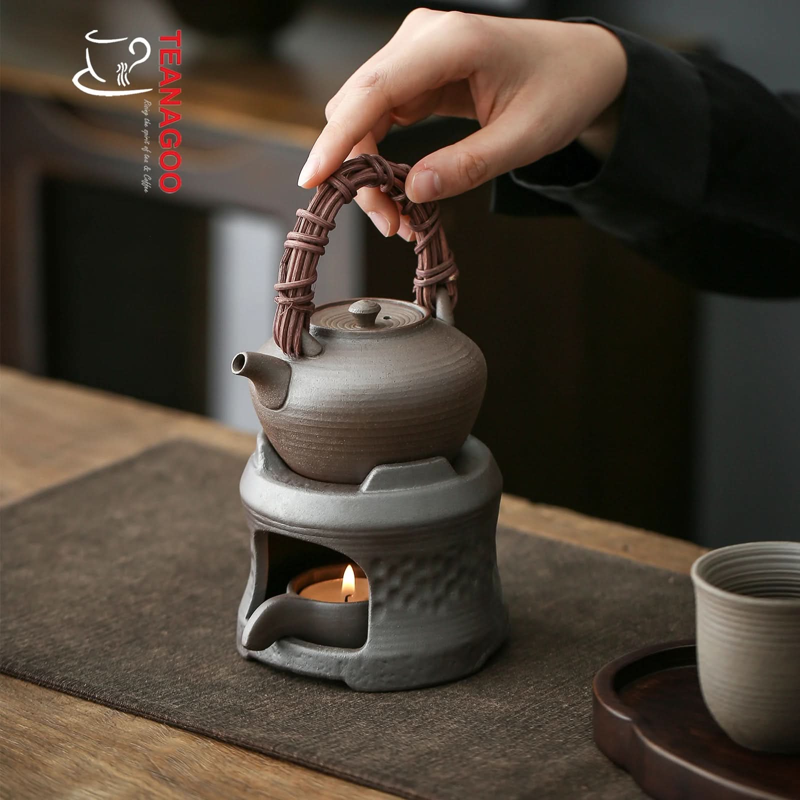 Ceramic Tea Warmer Stove Samovar Candle Camping Portable Japanese Tea Fire Stove Travel Catering Tea Heater