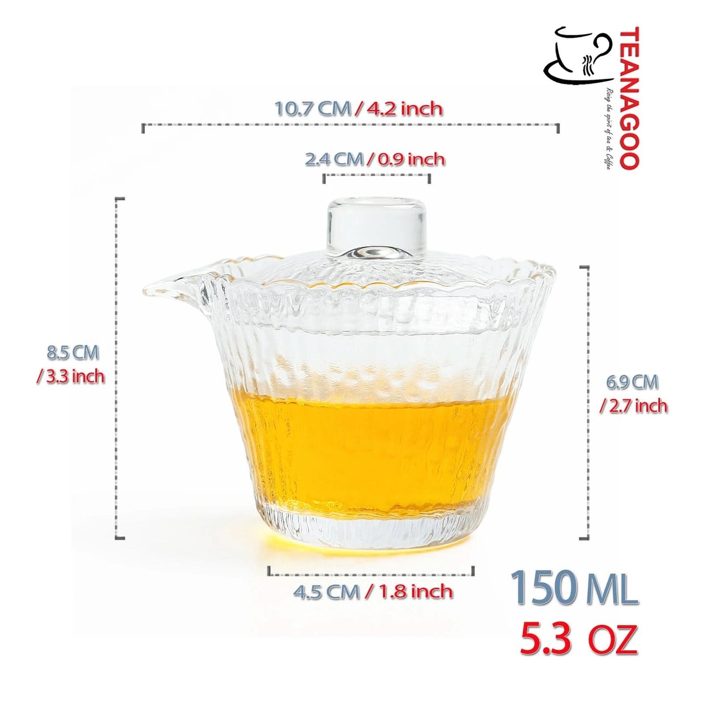 Handmade Pyrex Glass Gaiwan 150ml Teaware Cover Bowl