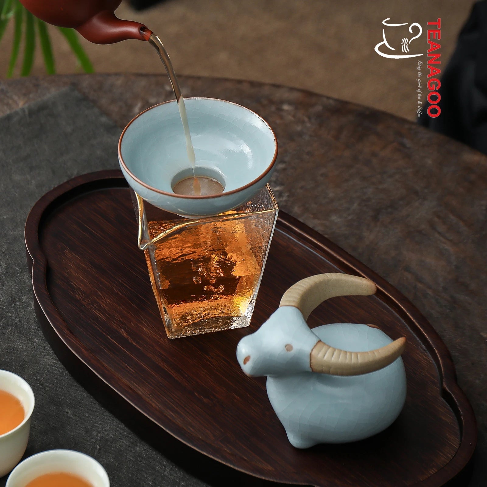 Handmade Tea Strainer and Holder Tea Set Creative Tea Accessories Ceramic Ruyao Teaware