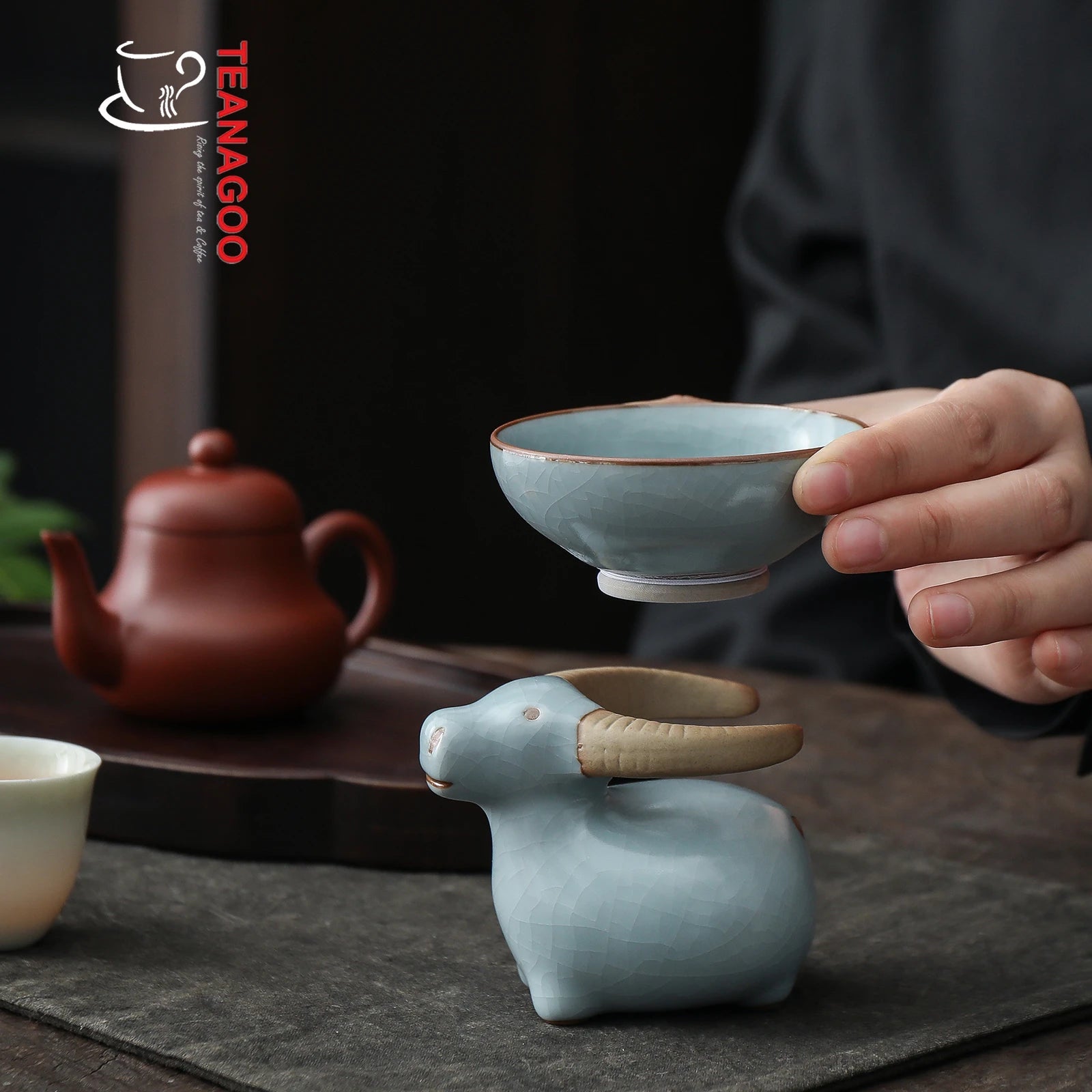 Handmade Tea Strainer and Holder Tea Set Creative Tea Accessories Ceramic Ruyao Teaware