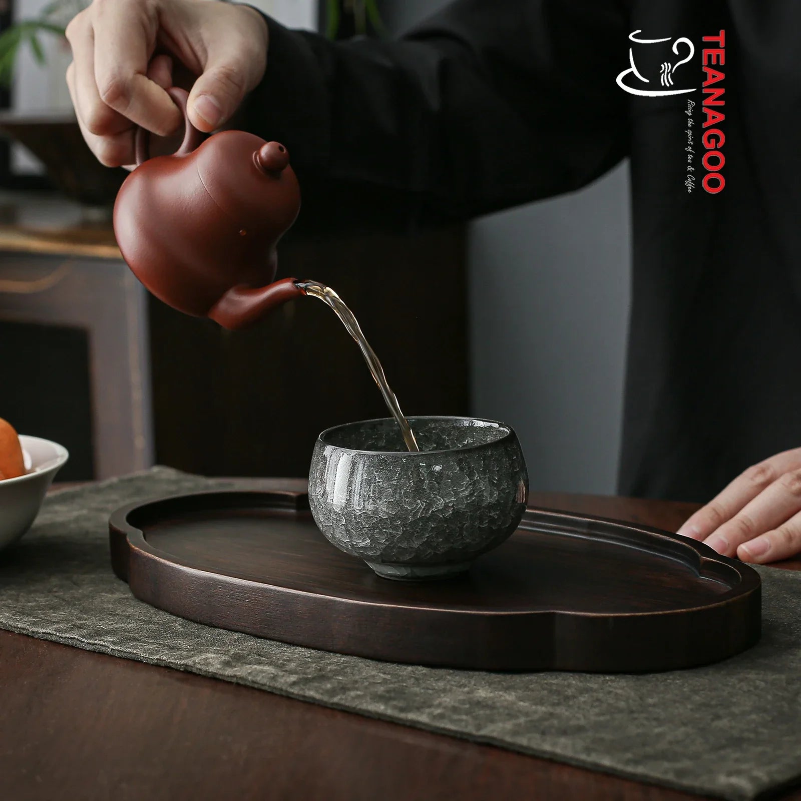 Handmade ceramic teacup ice cracked tenmoku cup 110ml