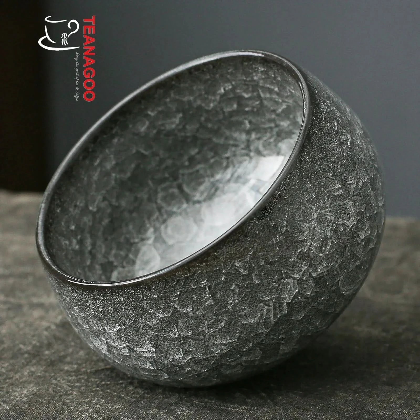 Handmade ceramic teacup ice cracked tenmoku cup 110ml