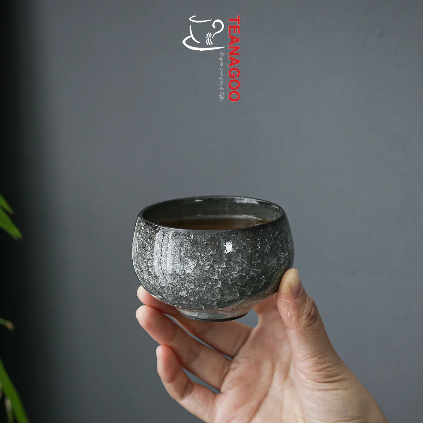Handmade ceramic teacup ice cracked tenmoku cup 110ml
