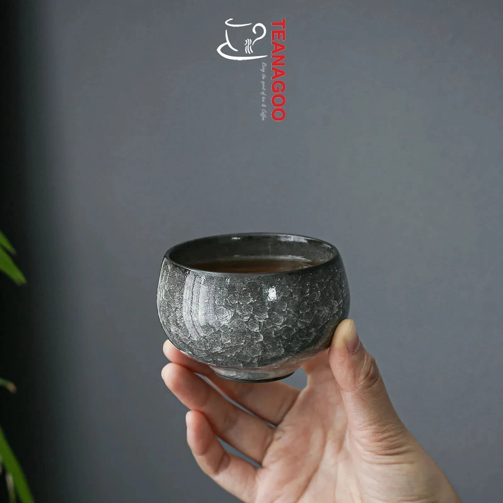 Handmade ceramic teacup ice cracked tenmoku cup 110ml