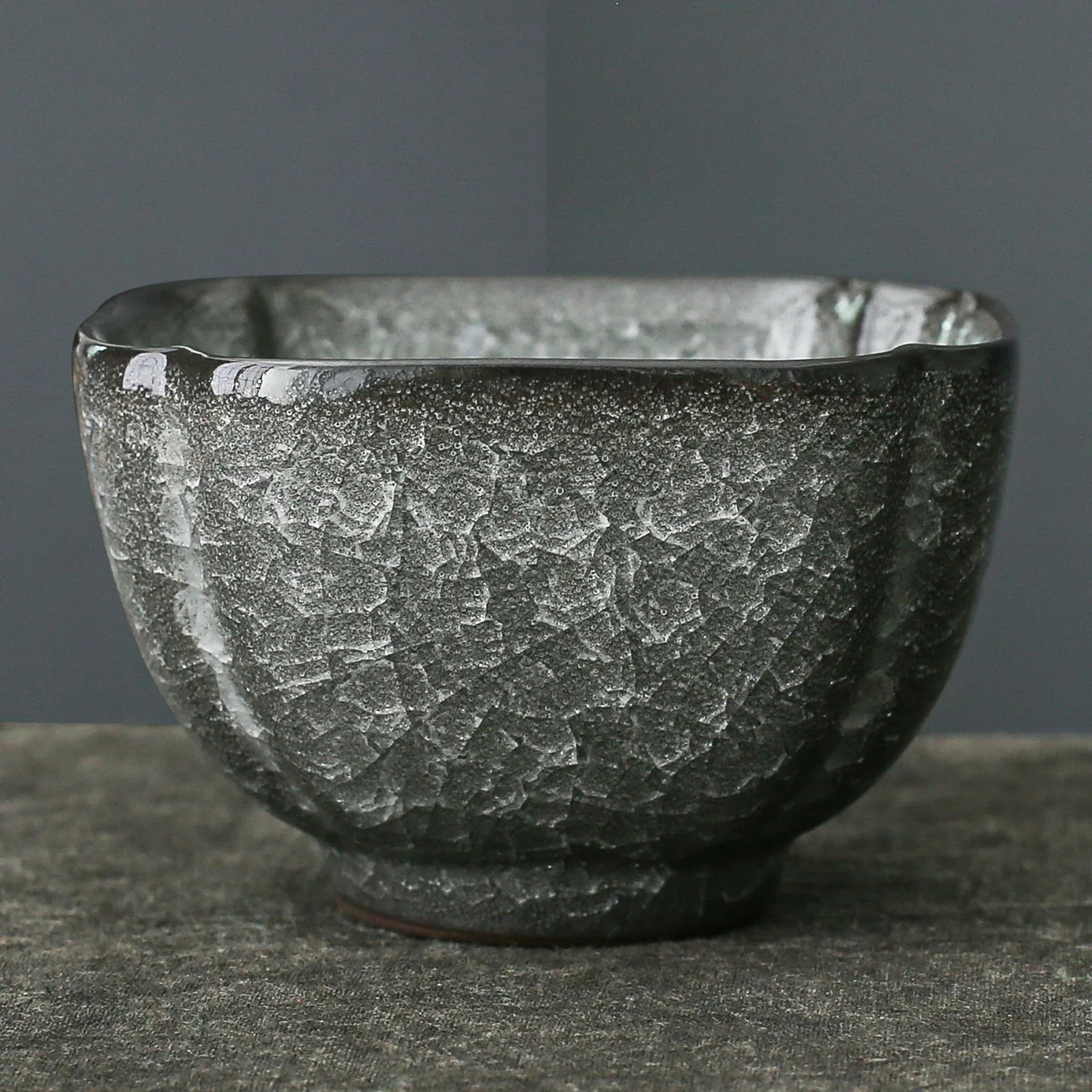 Handmade ceramic teacup ice cracked tenmoku cup 50ml